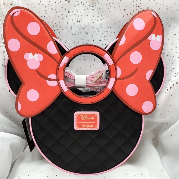 LOUNGEFLY Disney Minnie Mouse Quilted Bow Purse or Crossbody Bag! NWT! - Picture 15 of 16